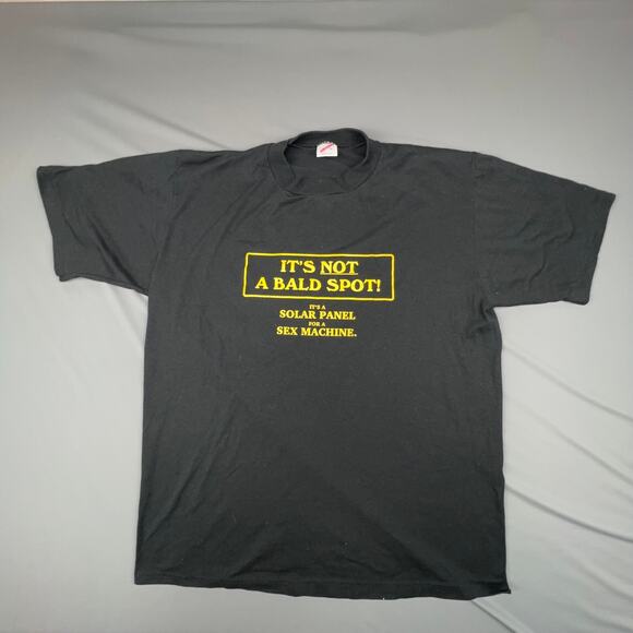 Vintage Jerzees Funny Graphic Tee XL | Black Bald Spot Solar Panel - Picture 1 of 7